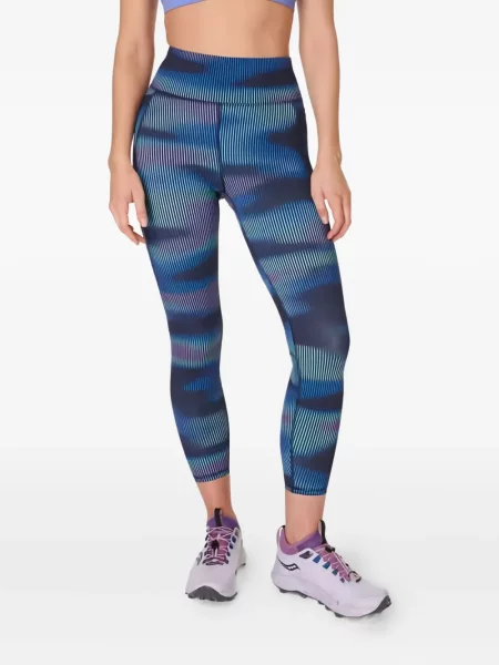Legginsy Sweaty Betty z nadrukiem w abstrakcyjne wzory niebieskie
