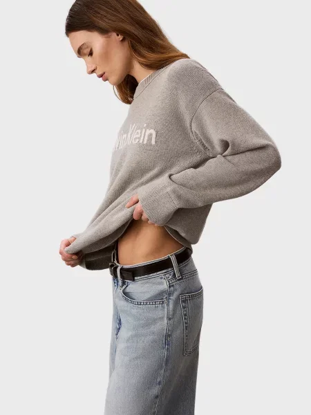 Светр Calvin Klein Jeans з лого сірий