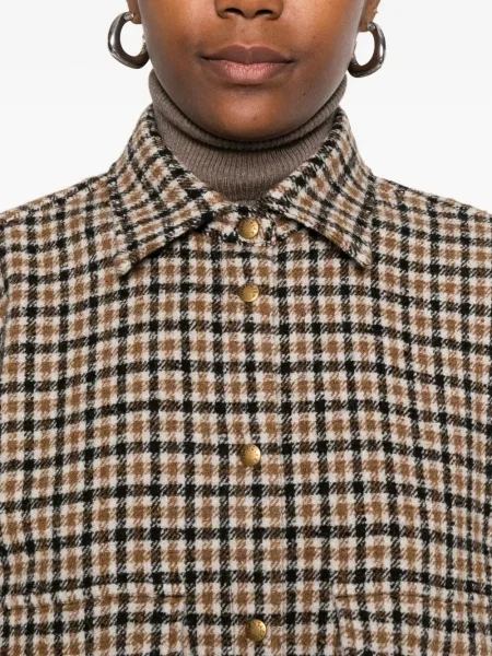 Geacă Moncler în carouri maro