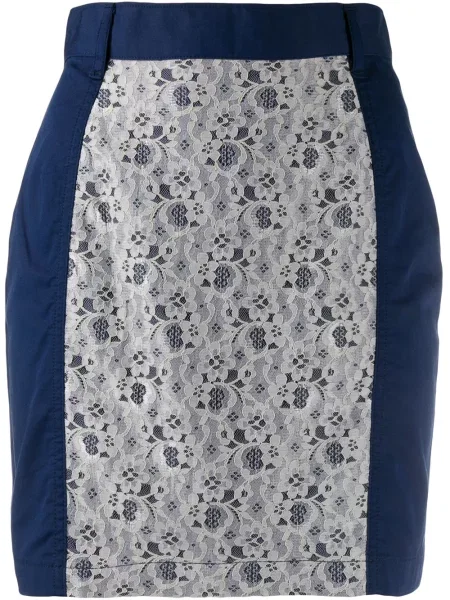 Květinová krajková mini mini sukně Jean Paul Gaultier Pre-owned modrá