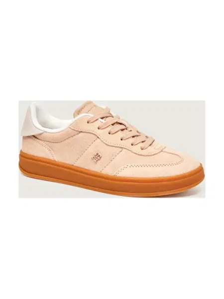 Tommy Hilfiger Sportcipők Th Monogram Plaque Suede Trainers Rózsaszín bézs