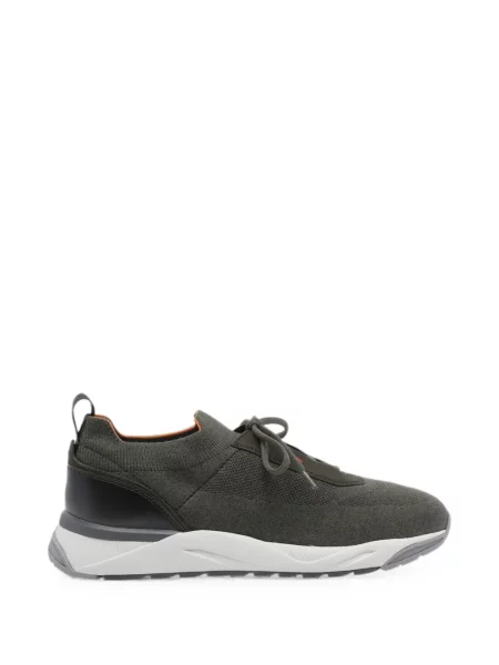 Sneakerși Santoni cu șireturi din dantelă verde