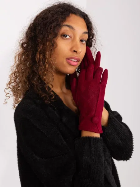 Mănuși Fashionhunters tricotate bordo
