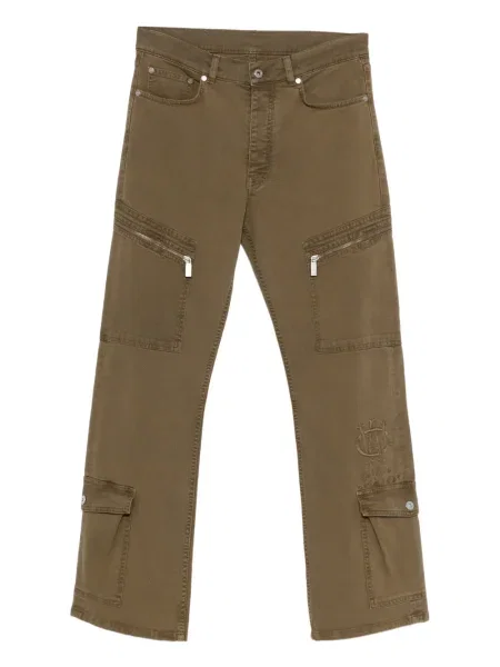 Pantaloni Off-white cu broderie alb