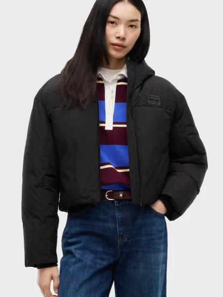 Джинсова куртка Tommy Jeans з капюшоном чорна