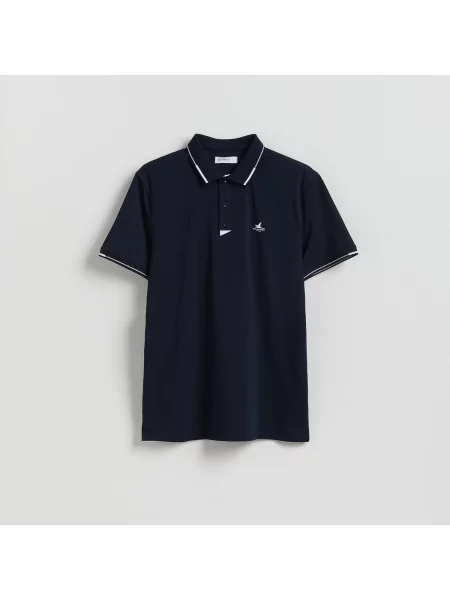 Reserved Polo tričko regular s lemovkou tmavomodrá