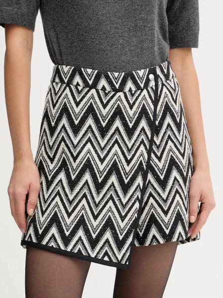 BOSS Orange fustă pantaloni cu imprimeu high waist negru