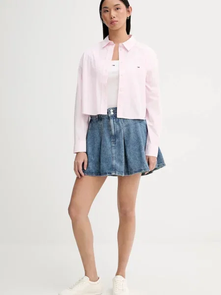 Tommy Jeans spódnica mini rozkloszowana niebieski