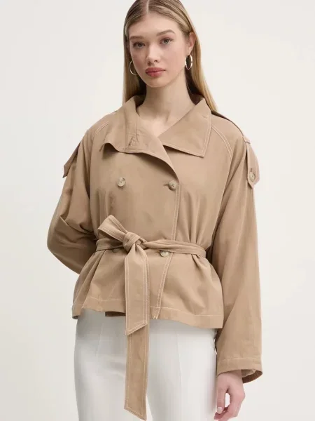 Plašč z mešanico lana HUGO bež