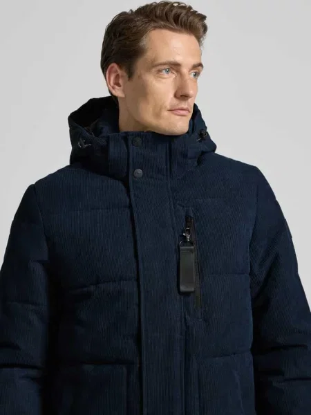 Kurtka pikowana o kroju regular fit z odpinanym kapturem Tom Tailor granatowa