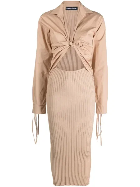 Dzianinowa sukienka midi Andreadamo gradientowa do kolan