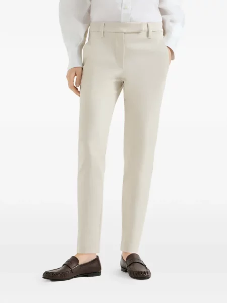 Pantaloni Brunello Cucinelli stretch alb