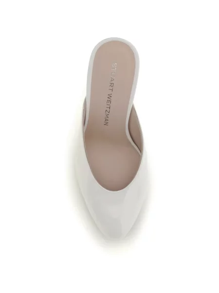 Papuci tip mules Stuart Weitzman alb