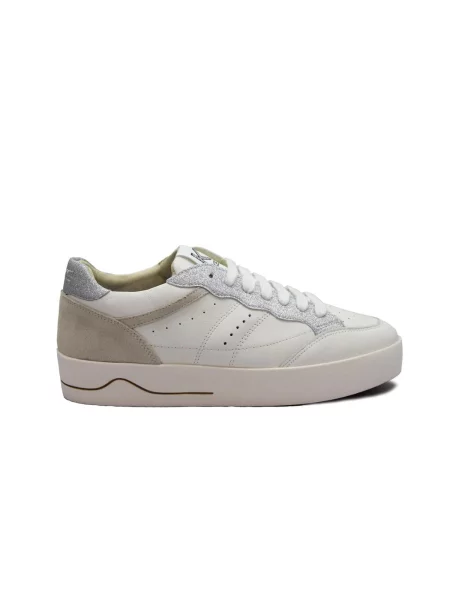 Keys Niske tenisice KEYS white silver scarpe sneakers donna lacci pelle glitter' bijela