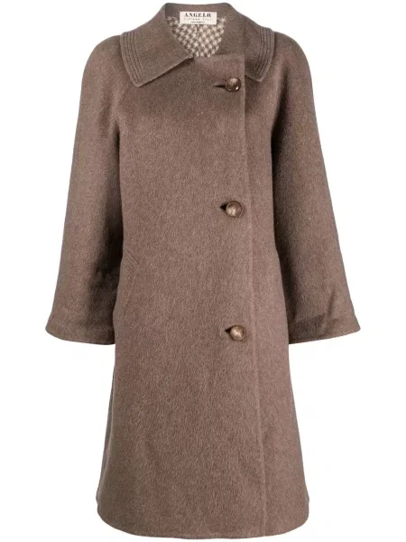 Vlněný retro jednořadý kabát A.n.g.e.l.o. Vintage Cult hnědý