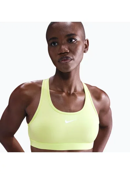 Спортен сутиен Nike Swoosh Medium Support light lemon twist/stone mauve/white бяло
