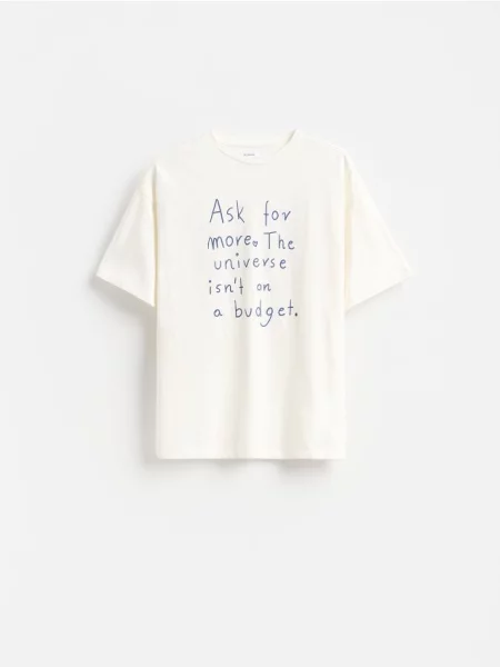 Reserved Tricou cu imprimeu crem