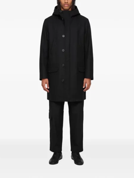 Palton Yohji Yamamoto cu glugă negru