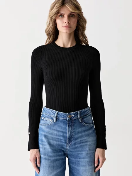 Guess pulover pentru femei cu vâscoză ELLIE negru