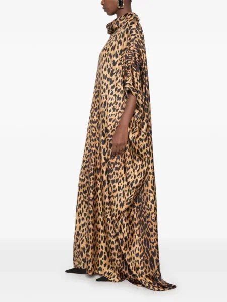 Rochie maxi Gucci cu imagine cu model leopard maro