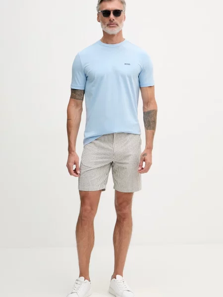 BOSS Green kratka majica z elastanom Tee modra