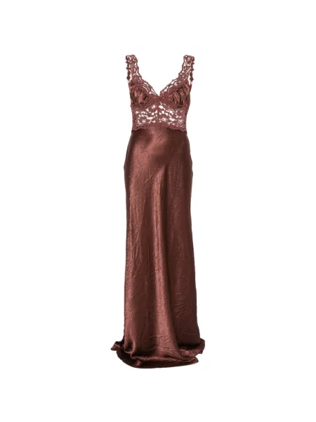 Rochie maxi Arcina Ori din dantelă maro
