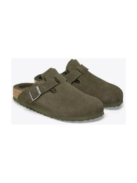 Klapki Birkenstock skórzane zielone