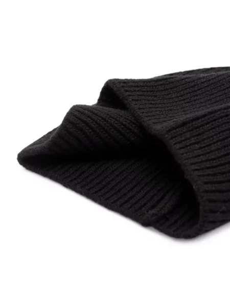 Pletený čepice Moncler s autogramem černý