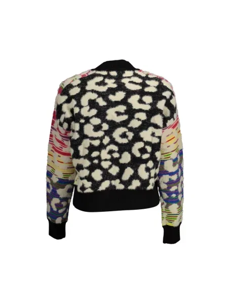 Dzianinowy sweter Desigual z nadrukiem w panterkę czarny