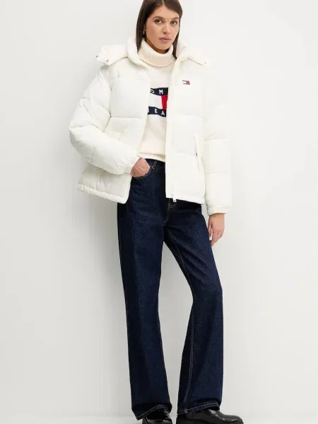 Tommy Jeans sweter z domieszką wełny z golfem beżowy