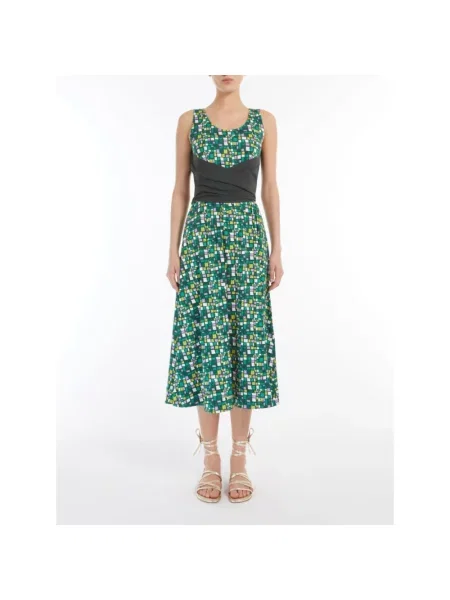 Weekend Max Mara sukienka midi rozkloszowana zielony