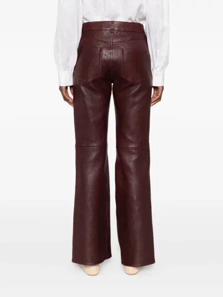 Pantaloni Chloé din piele roșu