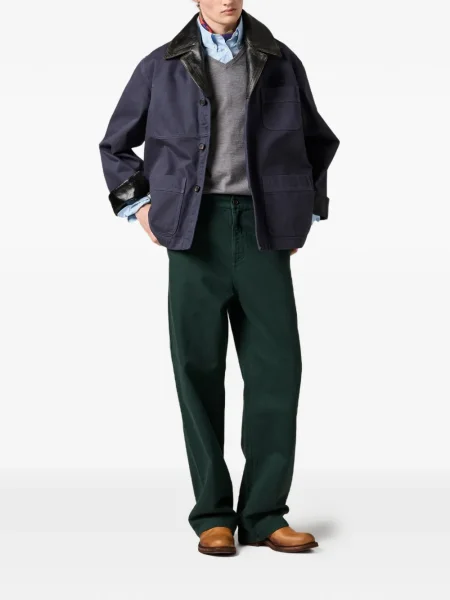 Pantaloni Miu Miu cu broderie verde