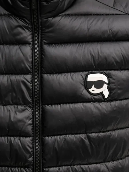 Vestă Karl Lagerfeld matlasată cu autograf negru
