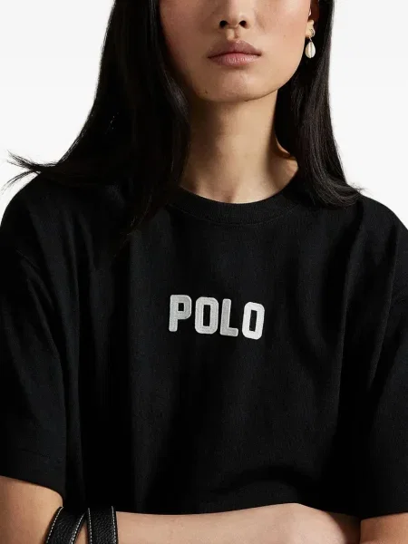 Tricou Polo Ralph Lauren tricotate cu decolteu în V lung verde