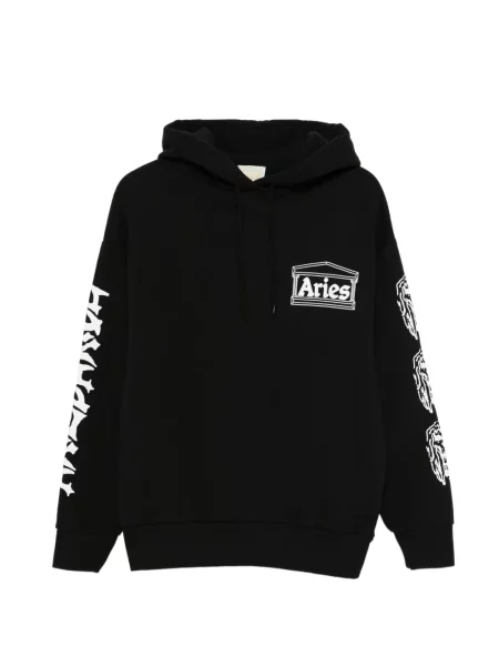 Hanorac cu glugă Aries cu broderie negru