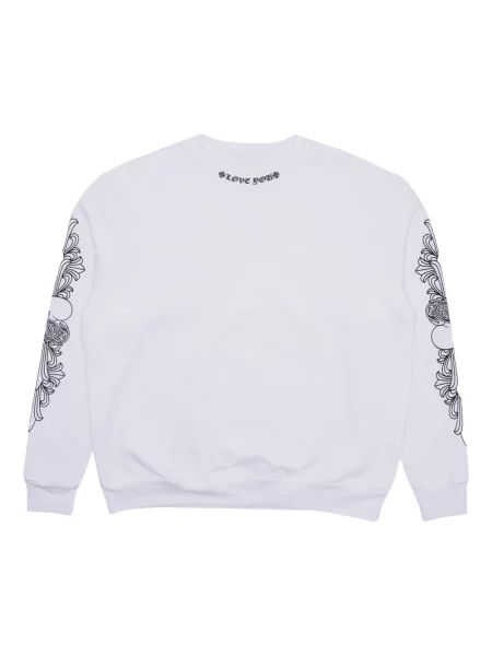 Hanorac crewneck Chrome Hearts cu model floral cu imagine alb