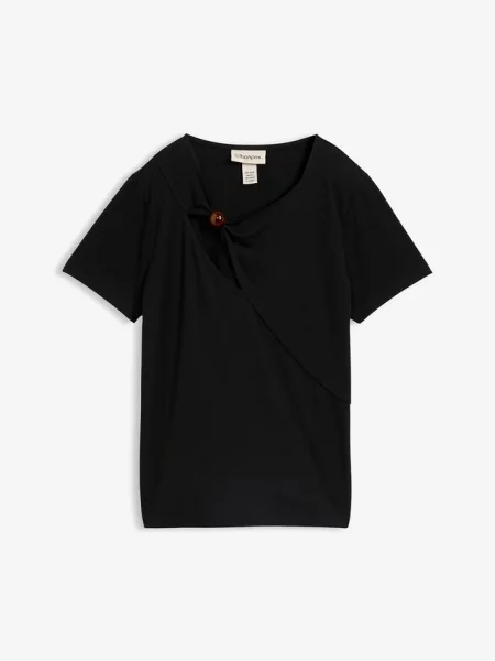T-shirt z lejącej mieszanki czarna