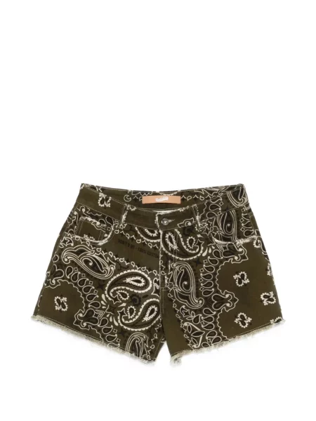 Szorty jeansowe Don't @ Me z nadrukiem z wzorem paisley zielone