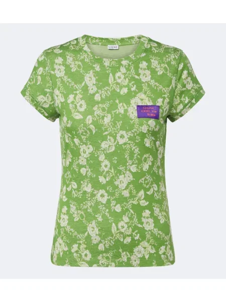 Tricou Loewe cu model floral verde