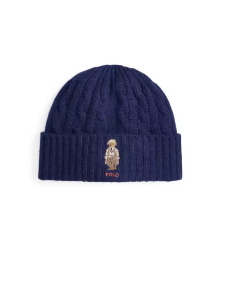 Czapka Polo Ralph Lauren z kaszmiru niebieska