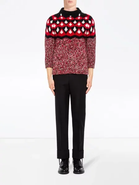 Sweter Prada żakardowy czerwony
