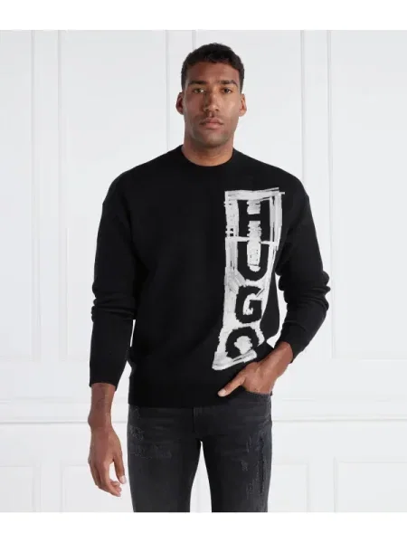 HUGO Pulover Sohugoh cu adaos de lână negru