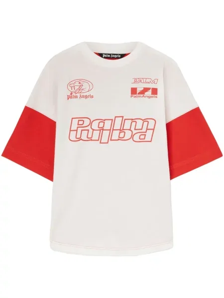 Tricou Palm Angels cu imagine cu model piele de șarpe alb