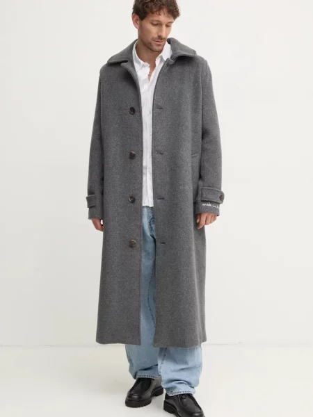 Шерстяное пальто Fiorucci серое
