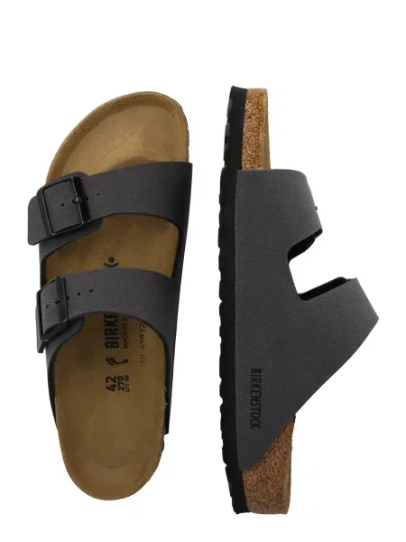 Papucsok BIRKENSTOCK Arizona BF Narrow velvet gray/black Arizona Birko-Flor Narrow fekete