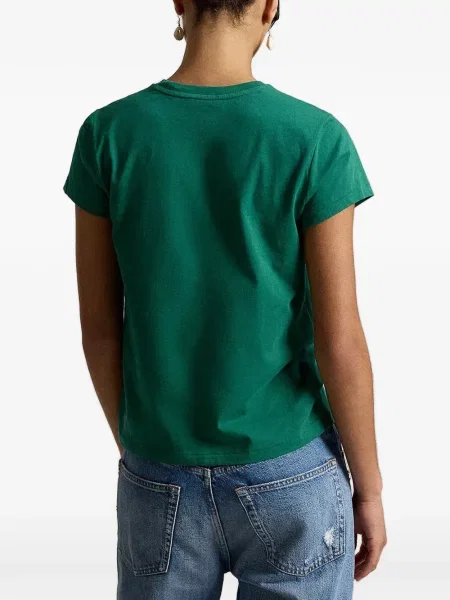 Δερμάτινο με κολάρο polo Polo Ralph Lauren με λαιμόκοψη v καφέ