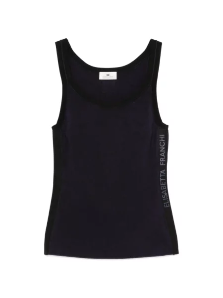 Top Elisabetta Franchi tricotate cu imagine albastru