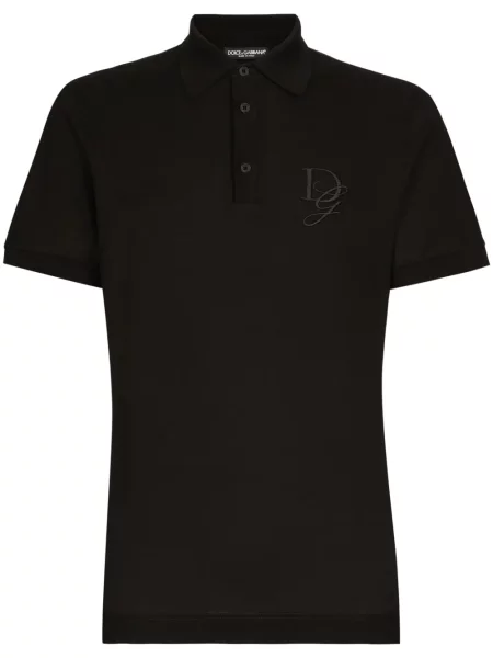Polo Dolce & Gabbana cu broderie din jerseu negru