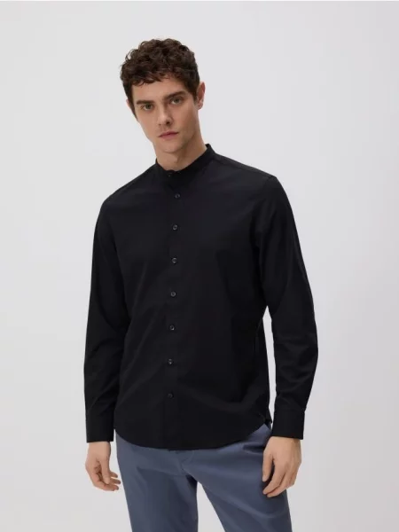 Reserved Сорочка slim fit із коміром-стійкою чорний